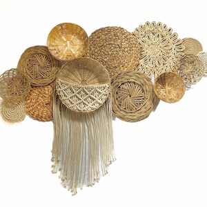 Macrame Ivory Boho Basket Wall Decor - Set of 13 Bohemian Art Pieces - Etsy