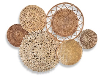 Sunburst Boho Bohemian Basket Wall Decor, Set of 6 Baskets