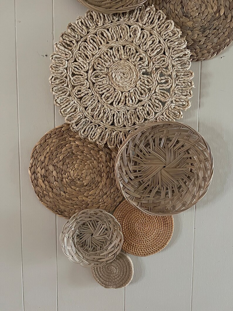 Boho Bohemian Ivory Wicker Basket Wall Art Decor - Set of 11 Baskets - Etsy