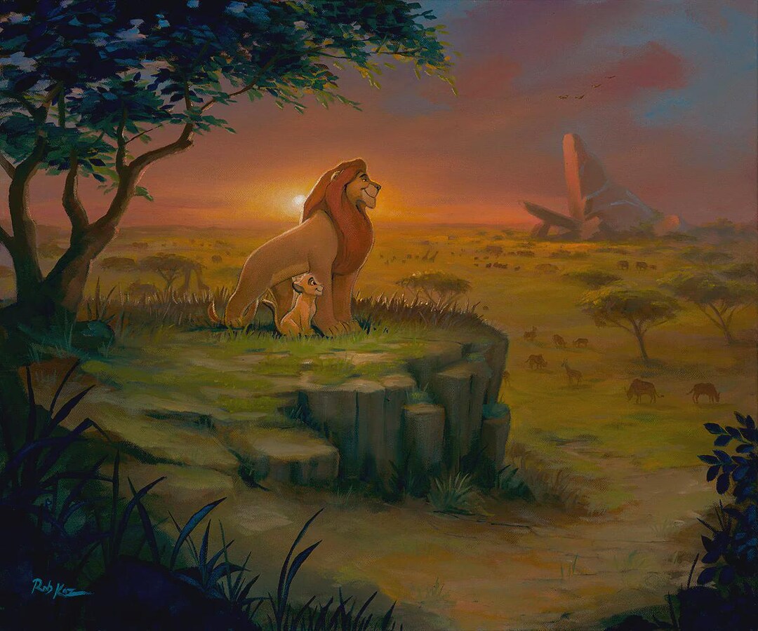 Simba Fine Lion King Simba and Mufasa Walt Disney Fine Art Rob Kaz Signed Limited ...