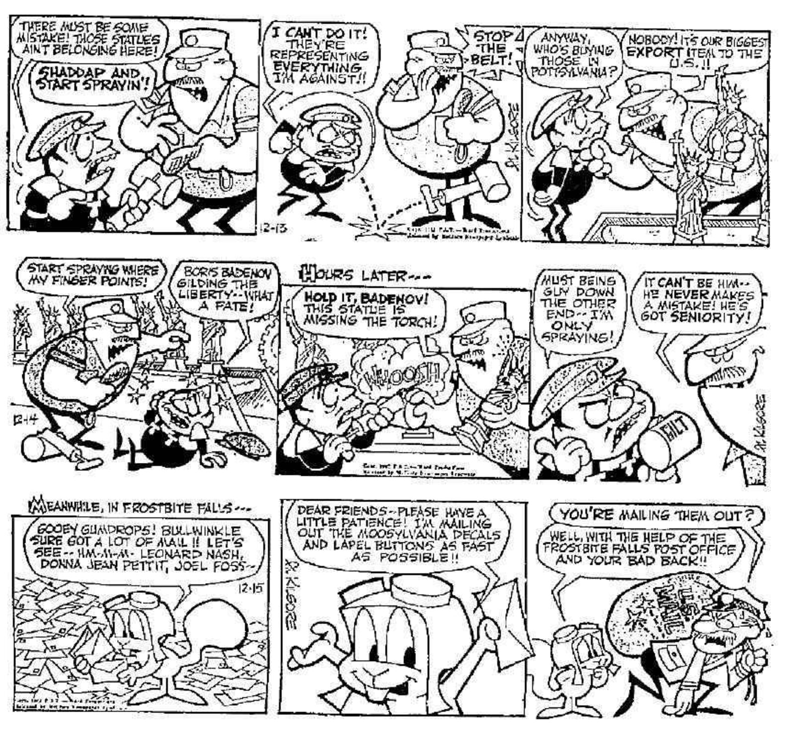 Rocky and Bullwinkle Original Ink Daily Comic Strip Art Signed | Etsy