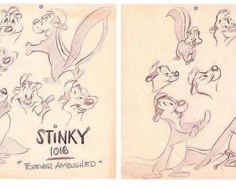 Chuck Jones Pepe Le Pew Stinky Set of Two (2) Paper Prints Warner Brothers Limited Edition of 100