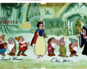 Snow White and the Seven Dwarfs Animation Sericel Disney Signed Frank Thomas and Ollie Johnston OHC