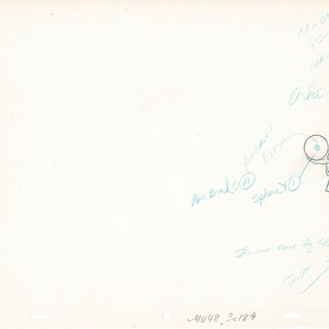 May include: A cartoon drawing of a character holding a circular object. The character is wearing a mask and a tunic. Handwritten notes and annotations are scattered around the drawing, including the words "Air Brush", "Spline Y", and "M048_3c189".