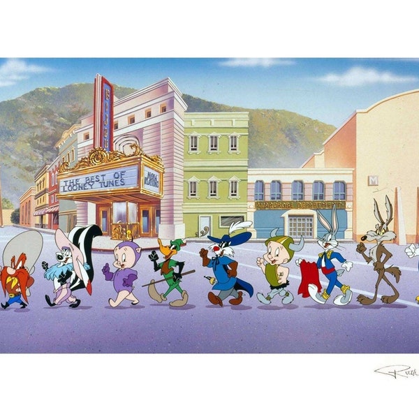 Looney Tunes Bugs Bunny Warner Brothers Fine Art Giclee on Papge Limited Edition of 250 Print Looney Tunes on Parade SIGNED RUTH CLAMPETT