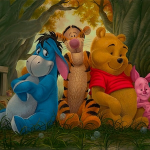 Winnie the Pooh Walt Disney Fine Art Jared Franco Signed Limited Edition of 195 Print on Canvas &quot;Pooh and His Pals&quot;