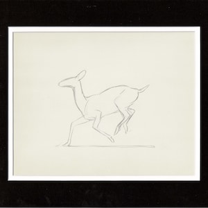 Walt Disney Rough Production Animation Cel Drawing or Study of a Deer 64m