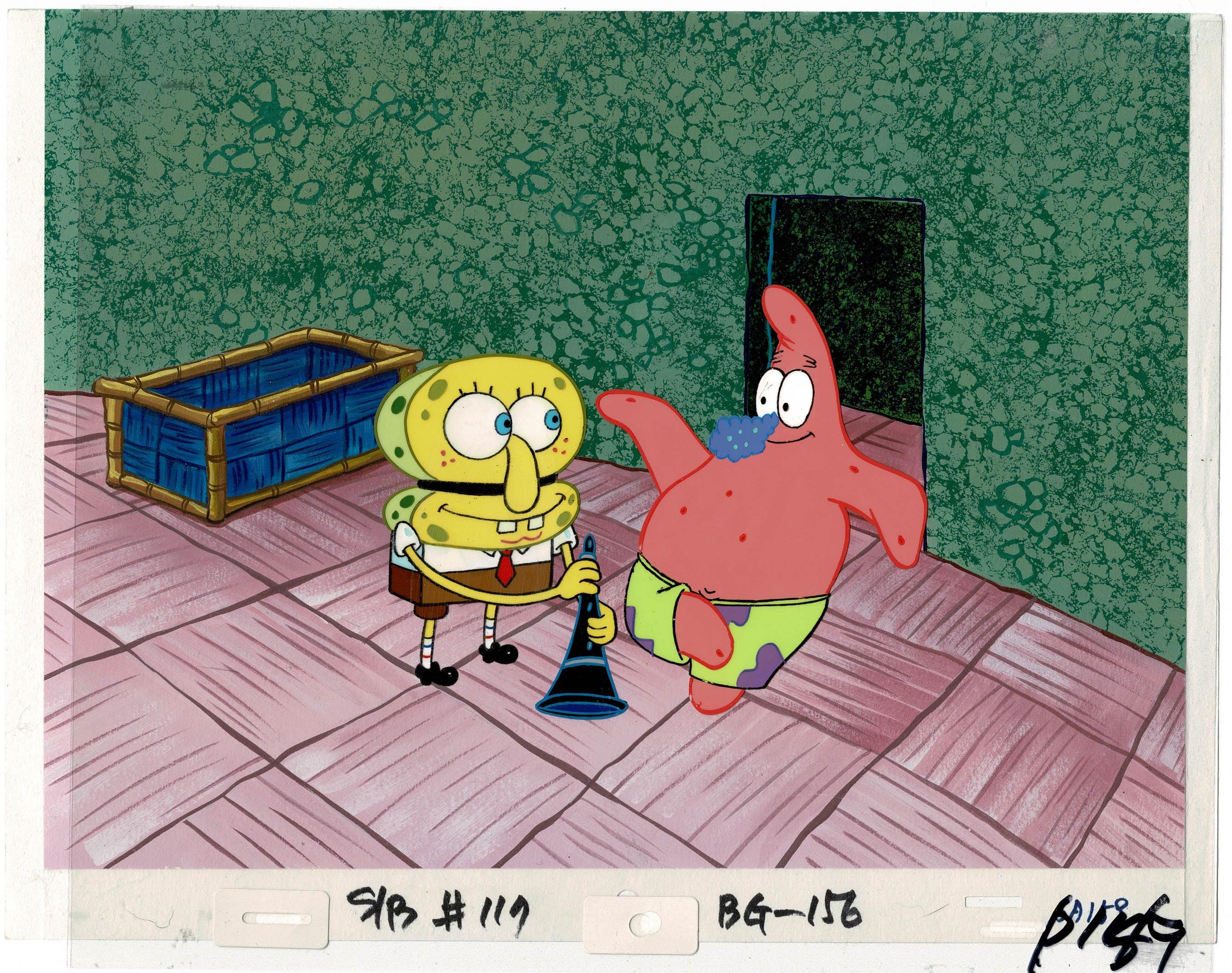 Spongebob Squarepants and Patrick Production Animation Cel Setup