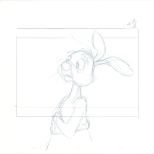 Winnie the Pooh Rabbit Walt Disney Production Animation Cel Drawing b3200