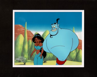 Aladdin Jasmine Genie Walt Disney Cartoon Production Animation Cel