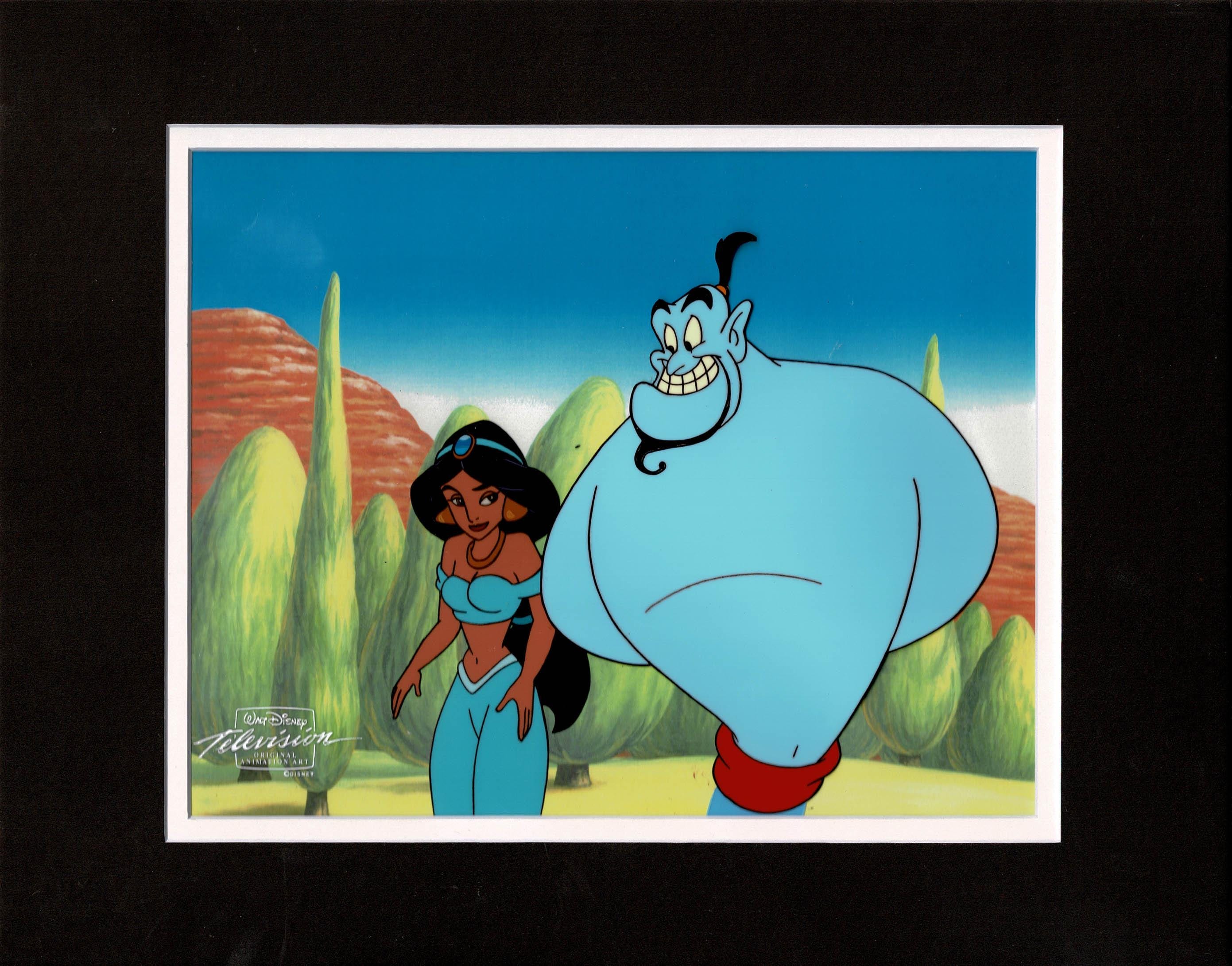Aladdin Jasmine Genie Walt Disney Cartoon Production Animation Cel