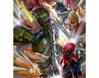 Alex Ross FIRMADO Marvels 4 X-Force NYCC 2021 Impresión artística exclusiva en papel Versión de prueba de imprenta Edición limitada de 25