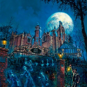 Haunted Mansion Walt Disney Fine Art Rodel Gonzalez Signed Limited Ed of 50 on Canvas &quot;Haunted Mansion&quot; PREMIERE Edition