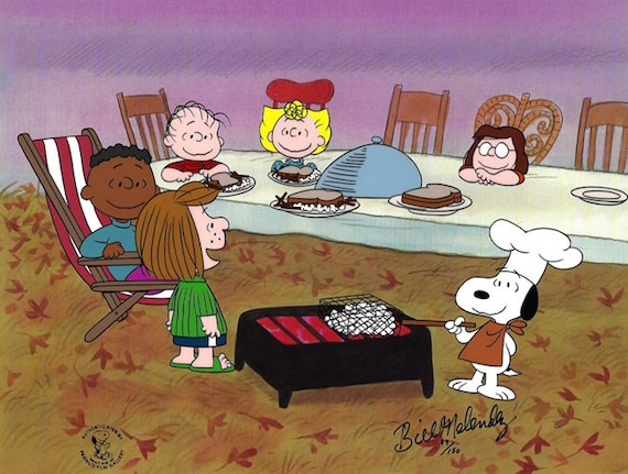 PEANUTS 4 LOT of THANKSGIVING Animation Art Pieces Bill Melendez