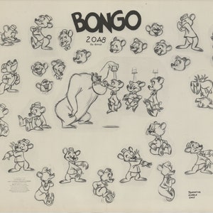Bongo the Bear from Fun and Fancy Free by Walt Disney Productions and Animation Model Sheet from 1947 8-606