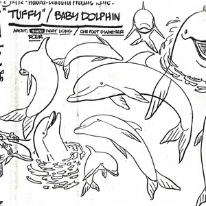 Alex Toth Sealab 2020 1972 Model Sheet Copy from Hanna Barbera Dolphin 20