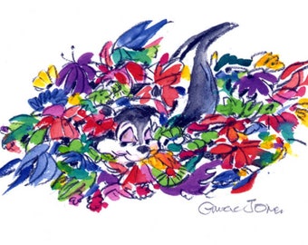 Chuck Jones Pepe Bouquet with Pepe Le Pew Warner Brothers Giclee on Paper Limited Edition of 750 - SML
