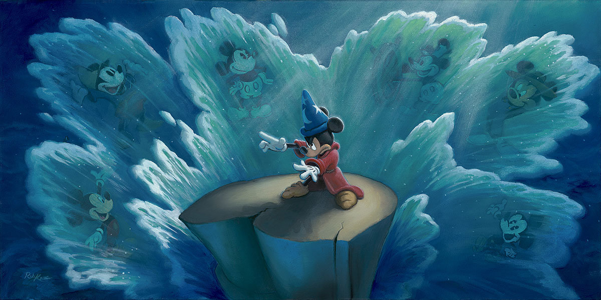 Mickey Mouse in Fantasia Walt Disney Fine Art Rob Kaz Signed