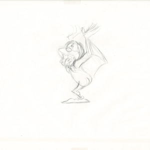 The Great Mouse Detective Fidget the Bat Walt Disney Production Animation Drawing 1986 A142