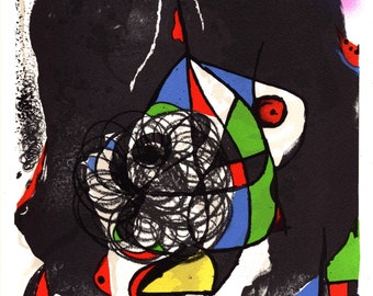 Joan Miro First Run Limited Lithograph Print II from Les Revolutions Sceniques du XXe Siecle 1975