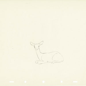 Walt Disney Rough Production Animation Cel Drawing or Study of a Deer ...