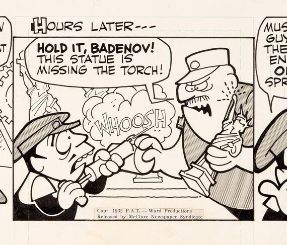 Rocky and Bullwinkle Original Ink Daily Comic Strip Art Signed Al