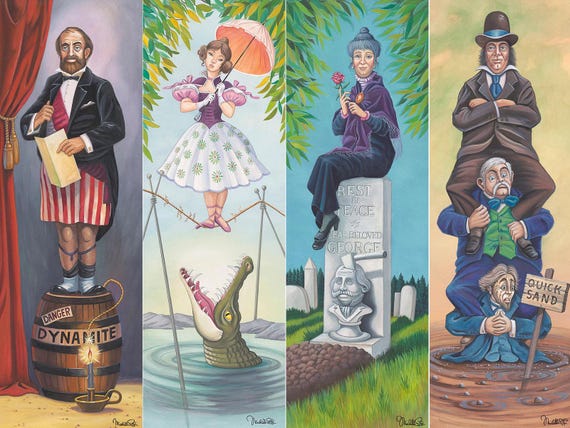 Haunted Mansion Set of 4 Walt Disney Fine Art Michelle St. Laurent