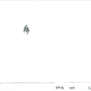 May include: A black and white illustration of a cartoon character with a large head and a small body. The character is wearing a hat and has a surprised expression.