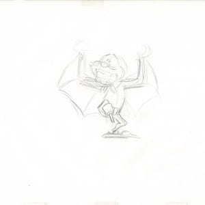The Great Mouse Detective Fidget the Bat Walt Disney Production Animation Drawing 1986 A155