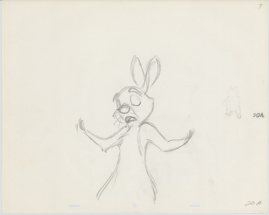 Winnie the Pooh Rabbit Walt Disney Production Animation Cel Drawing ...