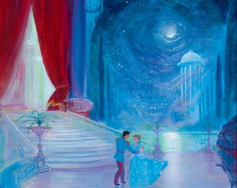 Cinderella Walt Disney Fine Art Harrison Ellenshaw Signed Limited Edition of 195 Print on Canvas &quot;So This is Love&quot;