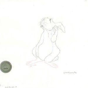 Watership Down 1978 Production Animation Cel Drawing of Cowslip with Linda Jones Enterprise Seal and Certificate of Authenticity 010-019
