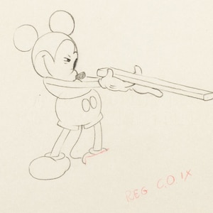 Mickey Mouse 1935 Original Production Animation Cel Drawing from Disney Mickey&#39;s Man Friday 119