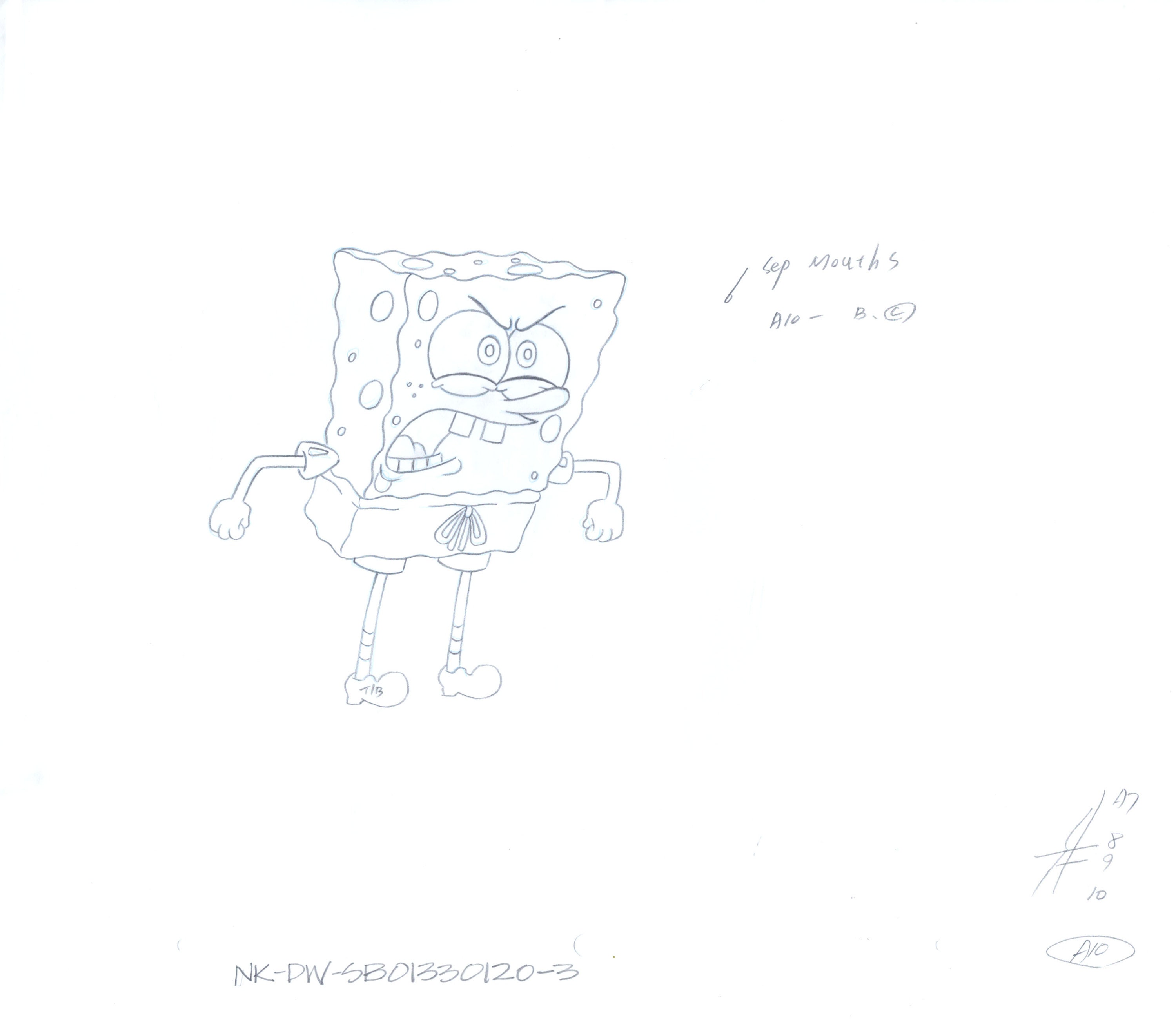 Nickelodeon Vintage SpongeBob Production Animation Key Master