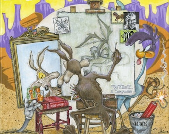 Wile E Coyote and Road Runner Dan Bowden Signed Limited Edition Print on Canvas of 75
