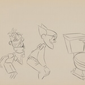 2 LOT Disney Meet The Robinsons Book Page Illustration Drawing Len Smith 561