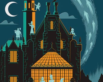 Halloween Walt Disney Fine Art Eric Tan Signed Limited Edition of 195 Canvas Print "Magic Kingdom's Haunted Mansion"