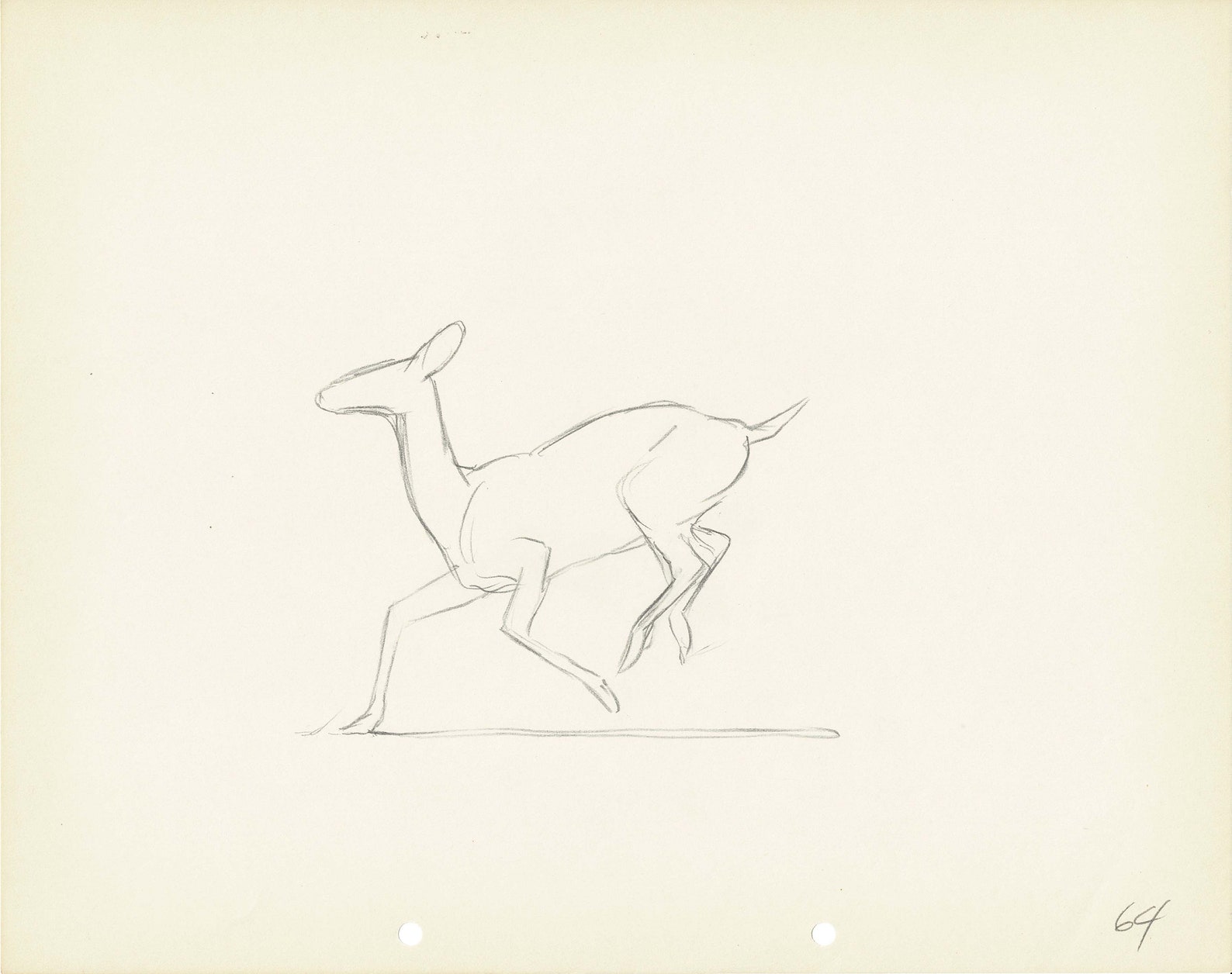 Walt Disney Rough Production Animation Cel Drawing or Study of a Deer ...