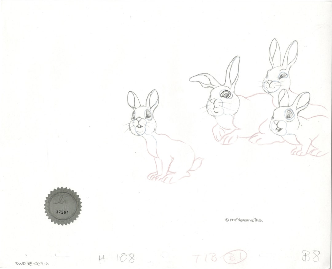 Watership Down 1978 Production Animation Cel Drawing With Linda Jones ...