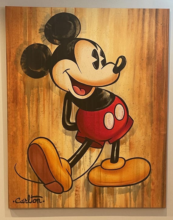 真作■ディズニー ファインアート トレバー・カールトン■版画 絵画 ミッキー Mickey Mouse Trevor Carlton Signed ORIGINAL PAINTING Walt Disney
