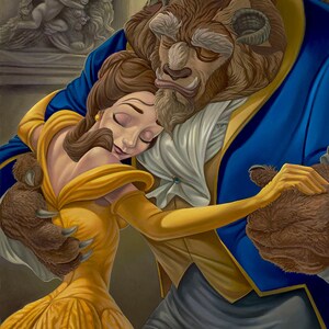 Beauty and the Beast Walt Disney Fine Art Jared Franco Signed Limited Edition of 195 Print on Canvas &quot;Falling in Love&quot;