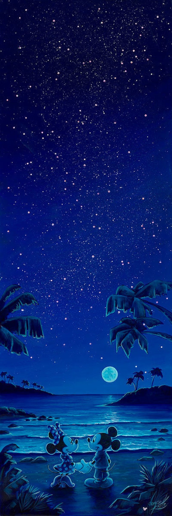 Mickey Mouse and Minnie Mouse in the Moonlight Walt Disney Fine