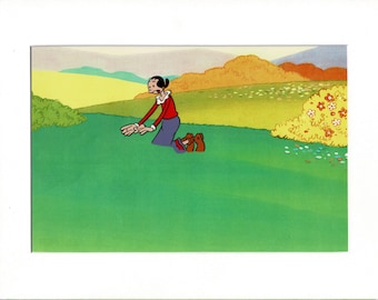 Popeye Olive Oyl Screen-Used Production Animation Cel and Drawing Hand-Inked Pre-1970s 13m