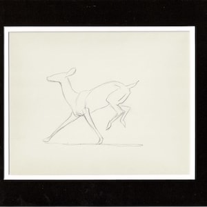 Walt Disney Rough Production Animation Cel Drawing or Study of a Deer 63m