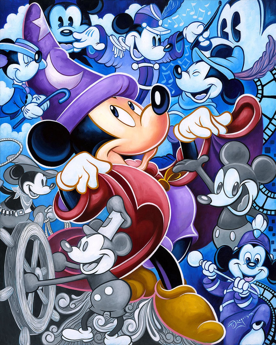 101 Dalmatians Walt Disney Fine Art Tim Rogerson Signed Limited Edition of  195 Print on Canvas Movie Night