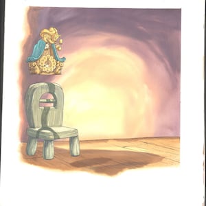 Snow White and the Seven Dwarfs Storybook hand-painted background illustration Dopey 1990s