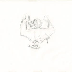 The Great Mouse Detective Fidget the Bat Walt Disney Production Animation Drawing 1986 A147