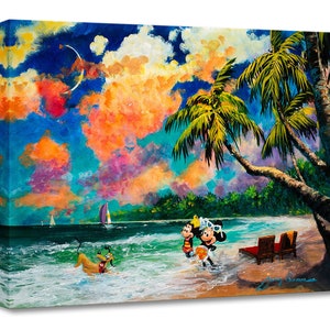 Mickey Mouse and Minnie Walt Disney Fine Art James Coleman Ltd Ed of 1500 TOC Treasures on Canvas Print &quot;Together in Paradise&quot;