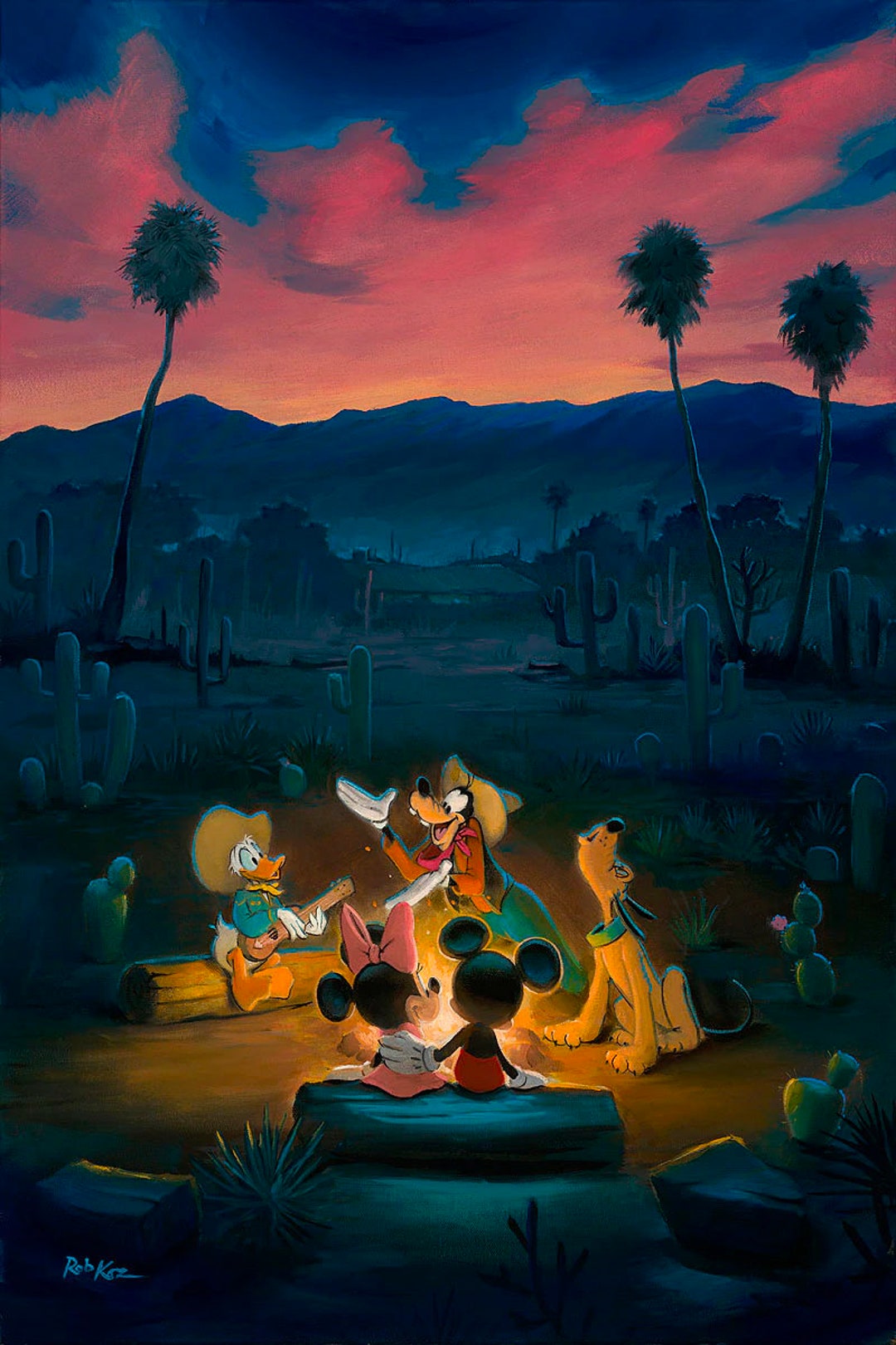 Mickey Mouse Minnie Mouse Walt Disney Fine Art Rob Kaz Signed