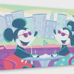 Mickey Mouse and Minnie Mouse Walt Disney Fine Art Eric Doggett Limited Edition of 1500 Treasures on Canvas Print TOC &quot;Morning Coffee&quot;